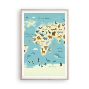 Poster în ramă de stejar deschis - Vecini buni - 61x91 cm