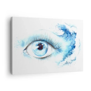 Tablou pe pânză Canvas - Acuarelă artistică a unui ochi cu o undă dinamică - 70x50cm - Scufundă-te în albastrul privirii - Decorațiune modernă pentru perete pentru living și dormitor ARTTOR
