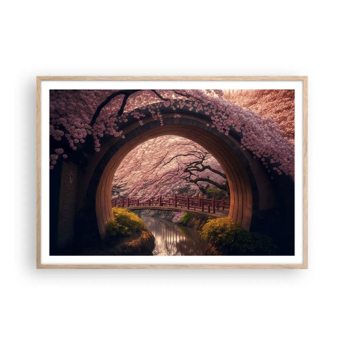 Poster în ramă de stejar deschis - Primăvara japoneză - 100x70 cm