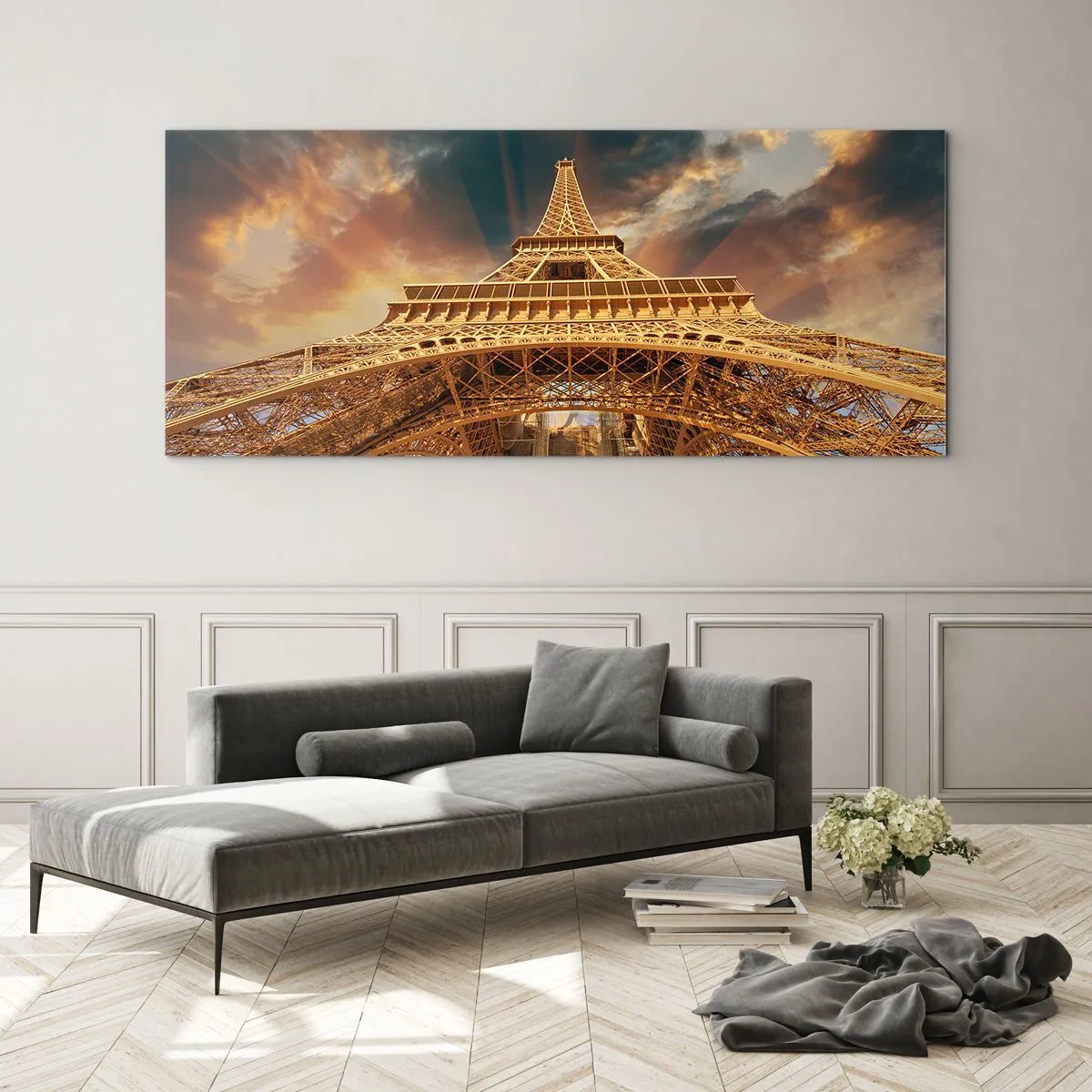 Tablou pe sticlă - Cum a ajuns omenirea la cer - 90x30 cm