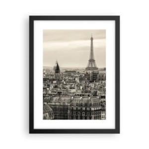 Poster în ramă neagră - Deasupra acoperișurilor Parisului - 30x40 cm