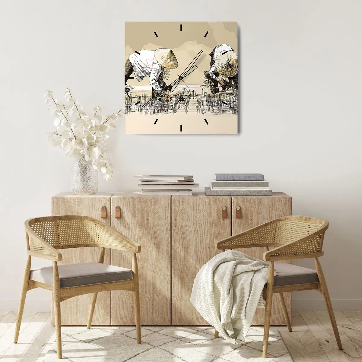 Ceas de perete - Ceas pe sticlă - O recoltă reușită - 30x30 cm