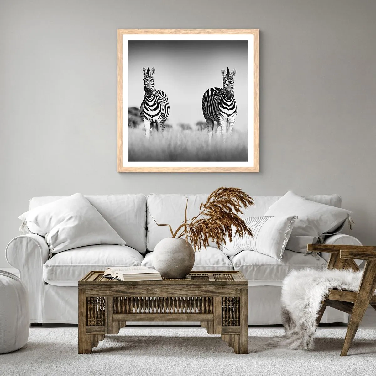 Poster în ramă de stejar deschis - Și totuși lumea e albă și neagră - 60x60 cm