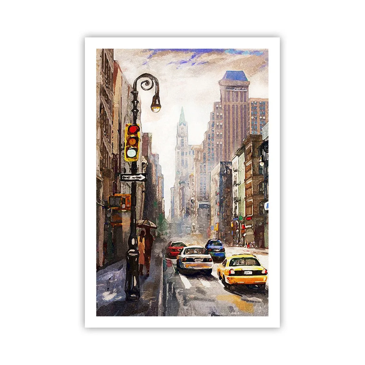 Poster - New York - plin de culoare și în ploaie - 61x91 cm