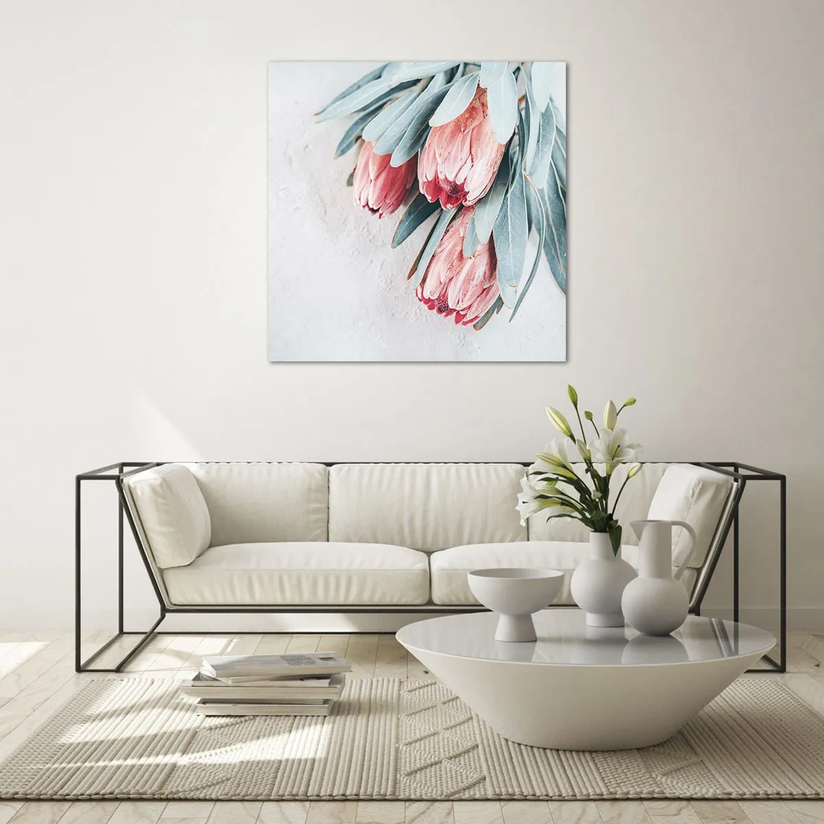 Tablou pe sticlă - Rușinate de propria lor frumusețe - 40x40 cm