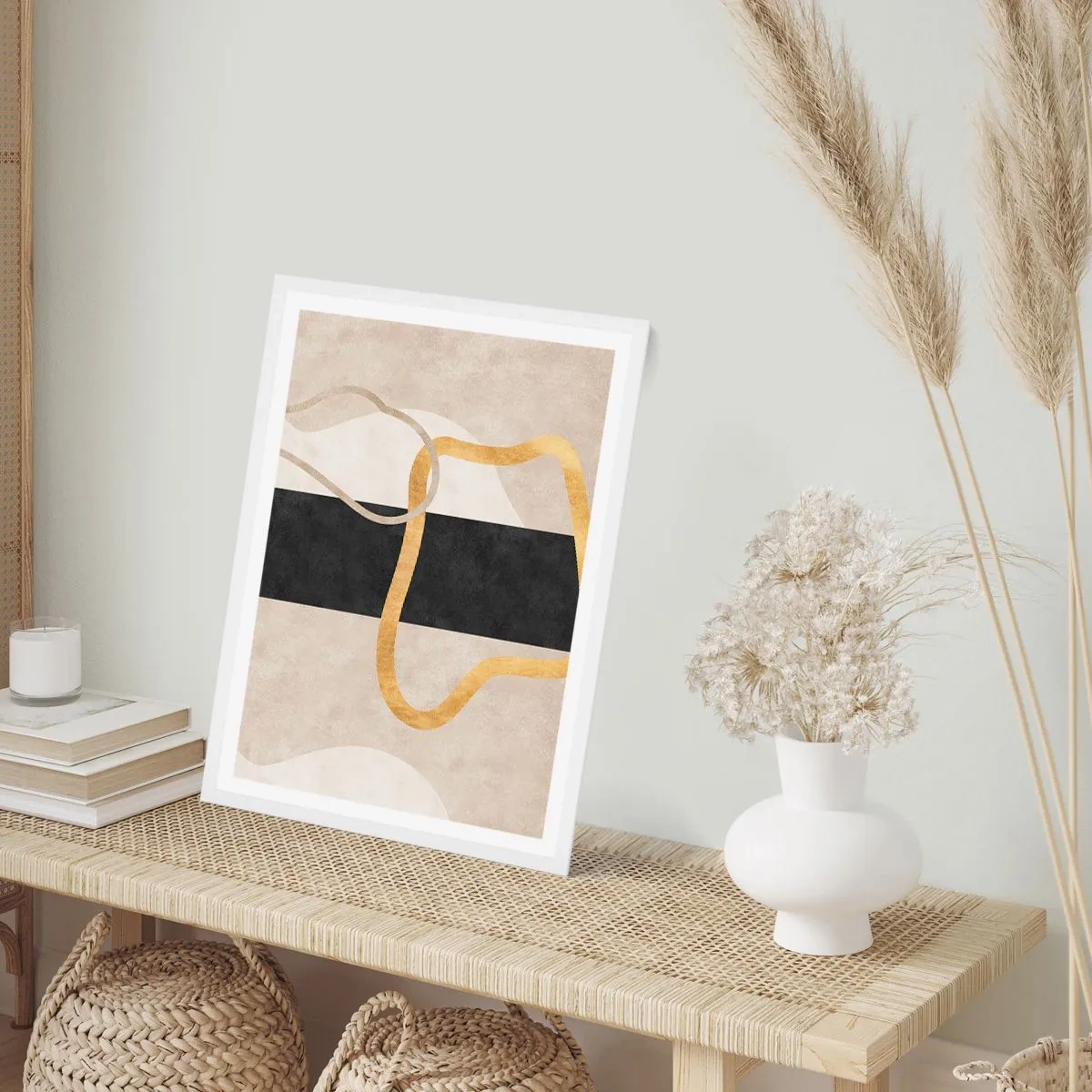 Poster în ramă albă - Forme înbuclite - 40x50 cm