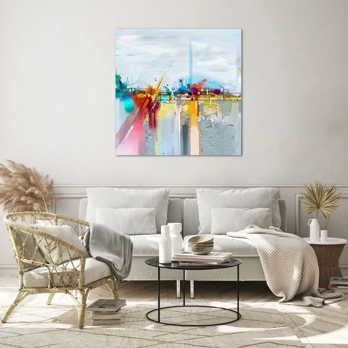 Tablou pe sticlă - Pod de bucurie peste râul vieții - 70x70 cm