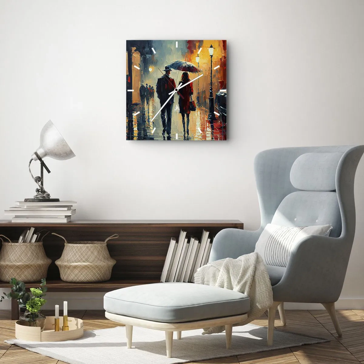 Ceas de perete - Ceas pe sticlă - Poveste de dragoste urbană - 30x30 cm