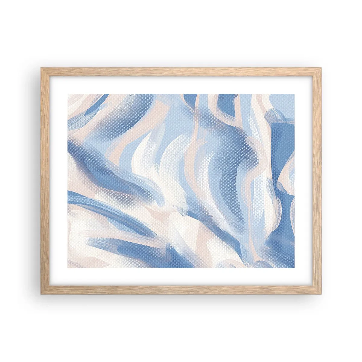 Poster în ramă de stejar deschis - Undele albastre - 50x40 cm