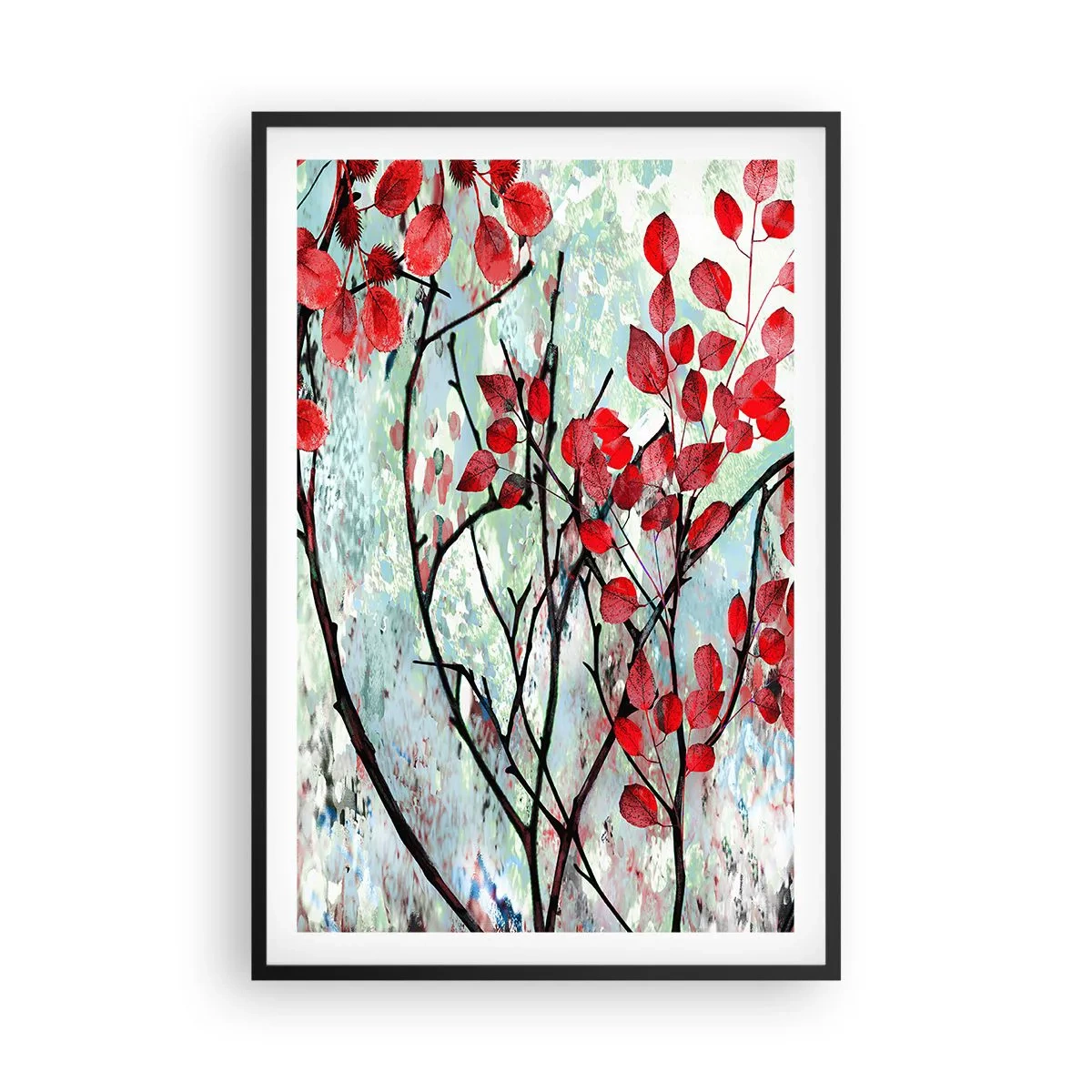 Poster în ramă neagră - Arbore în stacojiu - 61x91 cm