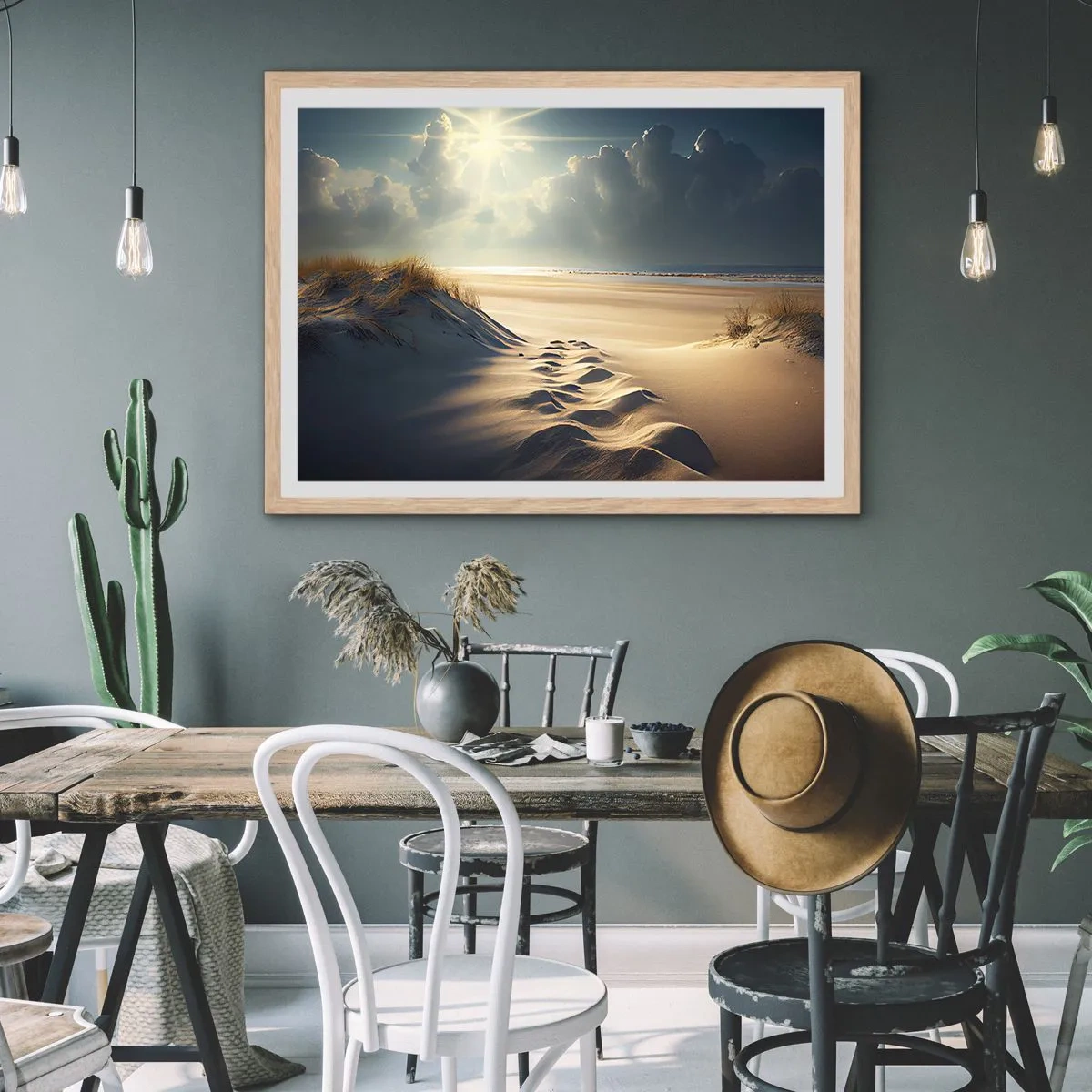 Poster în ramă de stejar deschis - Peisaj liniștitor - 70x50 cm