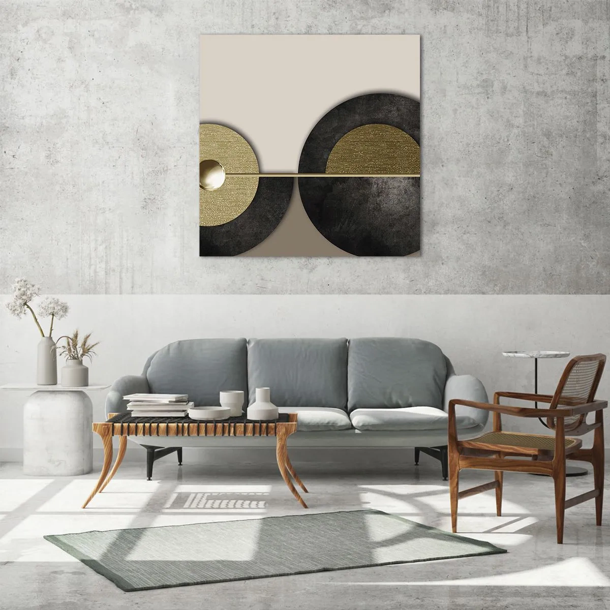 Tablou pe sticlă - Variații în jurul unui cerc - 70x70 cm