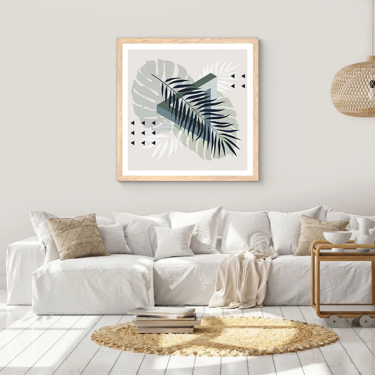 Poster în ramă de stejar deschis - Natura și geometria - două ordine? - 50x50 cm