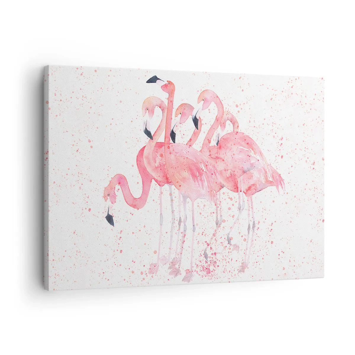 Tablou pe pânză Canvas - Flamingi roz într-un stil artistic de acuarelă - 70x50cm - Ansamblul roz - Decorațiune modernă pentru perete pentru living și dormitor ARTTOR