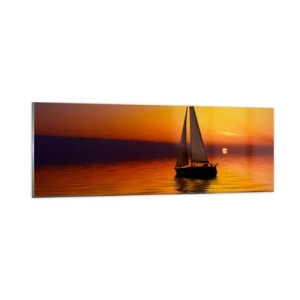 Tablou pe sticlă - Ce liniște e aici la amurg... - 90x30 cm