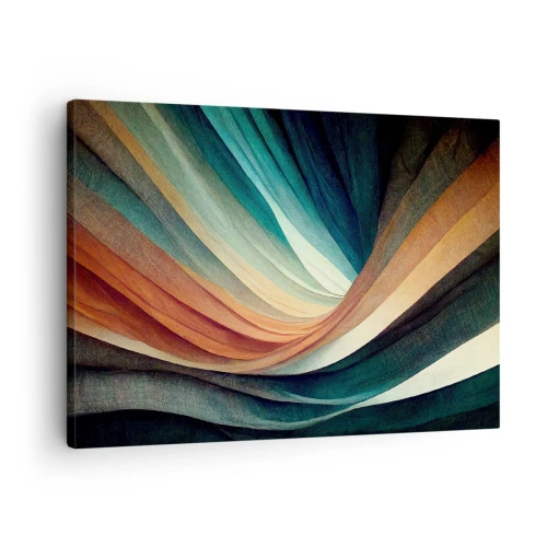 Tablou pe pânză Canvas - Valuri abstracte în nuanțe calde și reci - 70x50cm - Țesute din culori - Decorațiune modernă pentru perete pentru living și dormitor ARTTOR