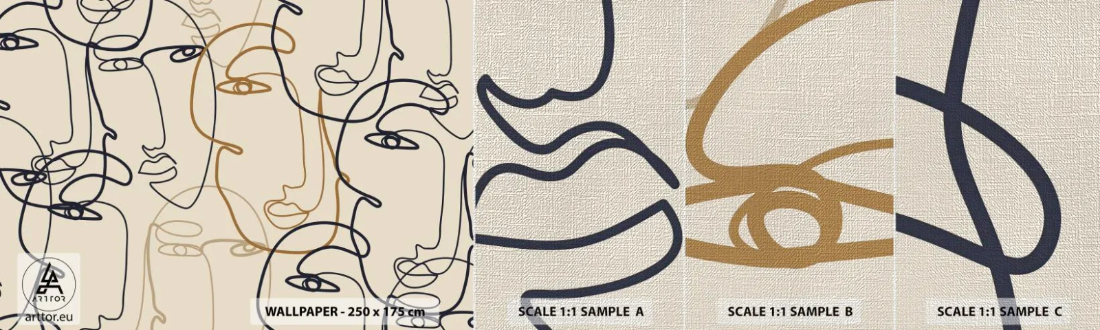 Mostră tapet Premium Canvas - Portret multiplicat - Abstracția, Față, Grafică - 100x30 cm