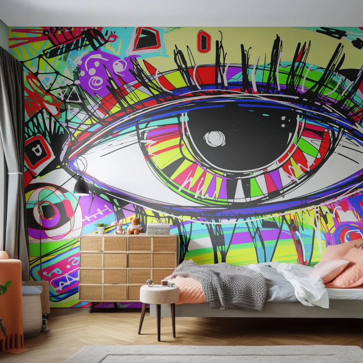 Tapet Premium Sand - Un ochi colorat - un suflet colorat - Abstracția, Ochi, Grafică - 500x350 cm