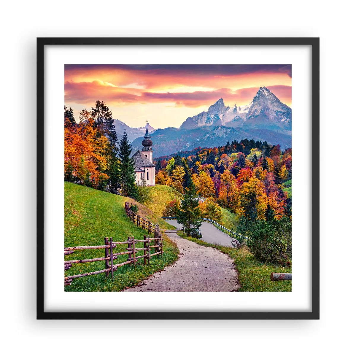 Poster în ramă neagră - Un peisaj ca o pictură - 50x50 cm