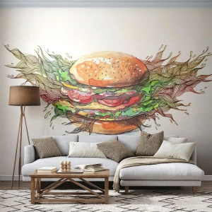 Tapet Autoadeziv Deluxe Sticker - Tentație fierbinte - Gastronomie, Hamburger, Culinar - 100x70 cm