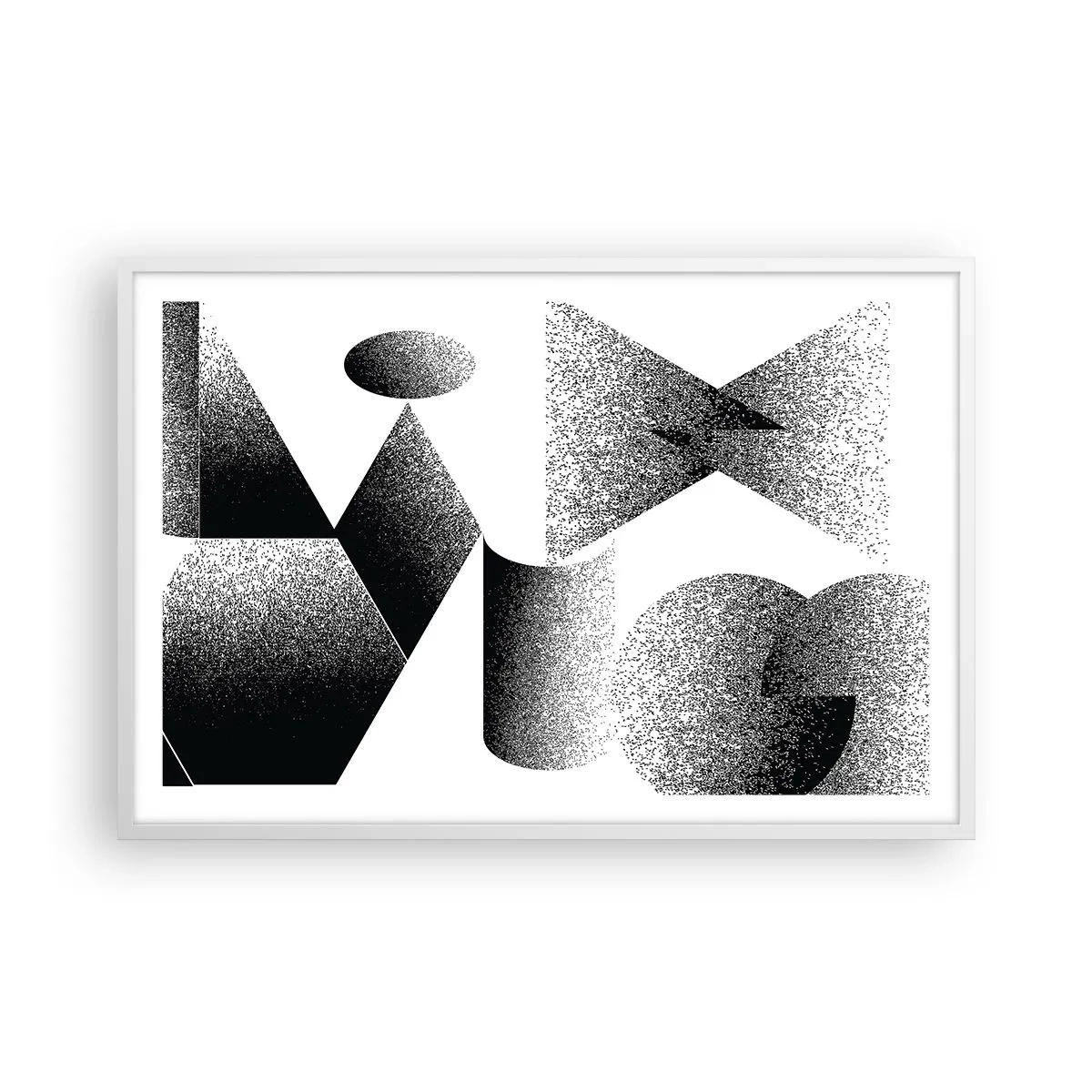 Poster în ramă albă - Unghiuri și ovale - 91x61 cm