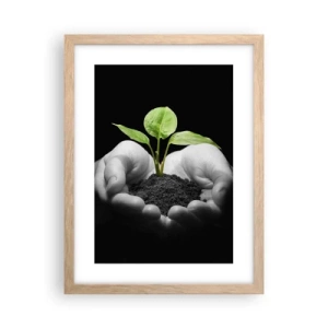 Poster în ramă de stejar deschis - Iubesc natura, o protejez - 30x40 cm