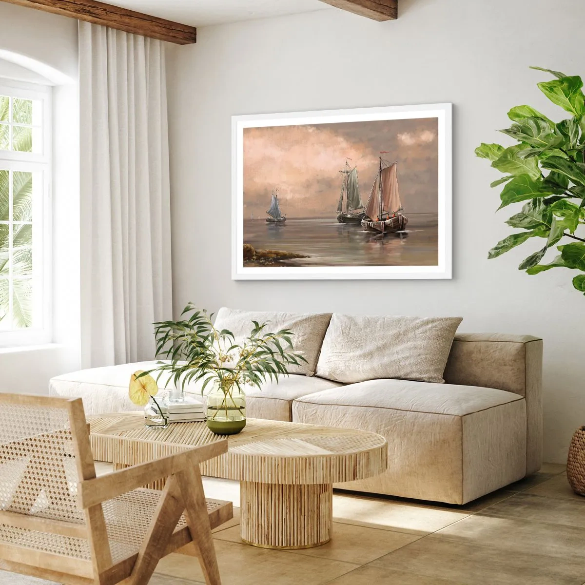 Poster în ramă albă - Întoarcerea marinarilor - 100x70 cm