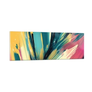 Tablou pe sticlă - Compoziția - o explozie de bucurie - 90x30 cm