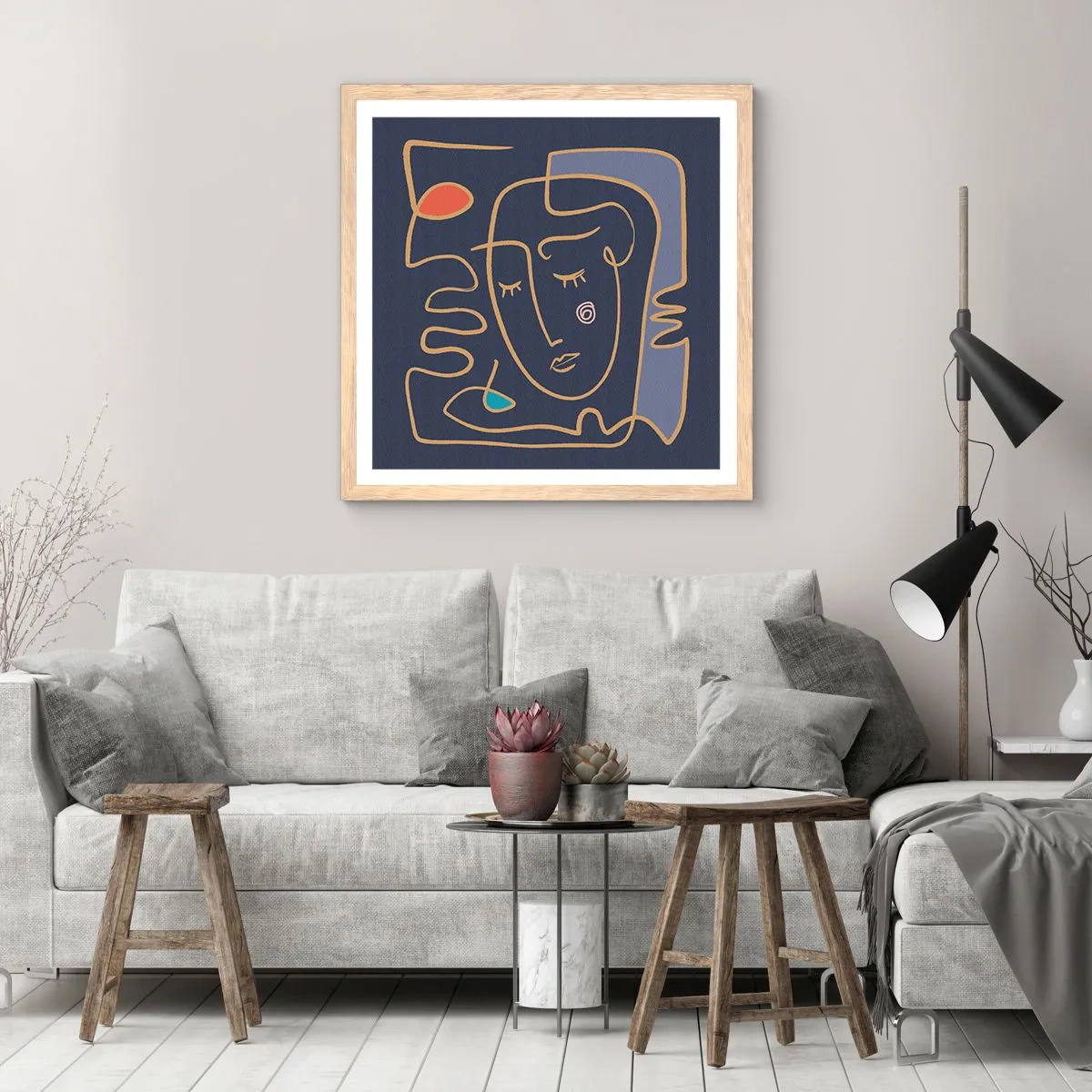 Poster în ramă de stejar deschis - În reverie - 40x40 cm