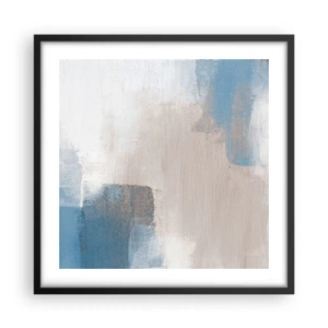 Poster în ramă neagră - Abstracție roz în spatele unui voal de albastru - 50x50 cm