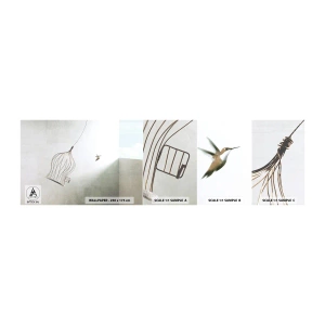 Mostră tapet autocolant Deluxe Sticker - Eliberat - Abstracția, Pasăre, Colivie - 100x30 cm