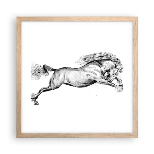 Poster în ramă de stejar deschis - Oprit din galop - 40x40 cm