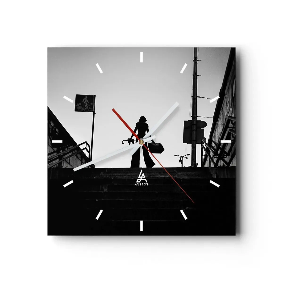Ceas de perete - Ceas pe sticlă - Rătăcire urbană - 30x30 cm