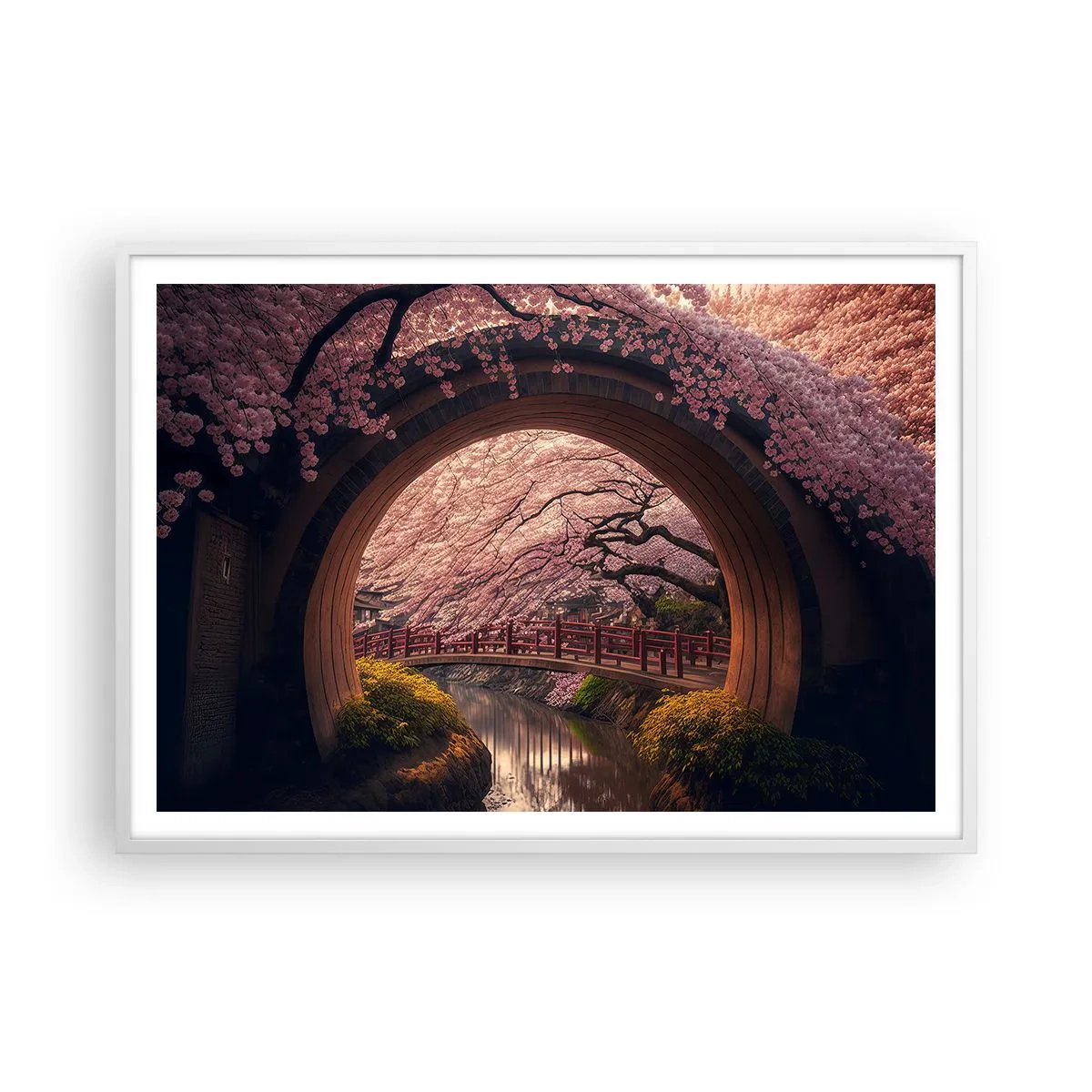 Poster în ramă albă - Primăvara japoneză - 100x70 cm