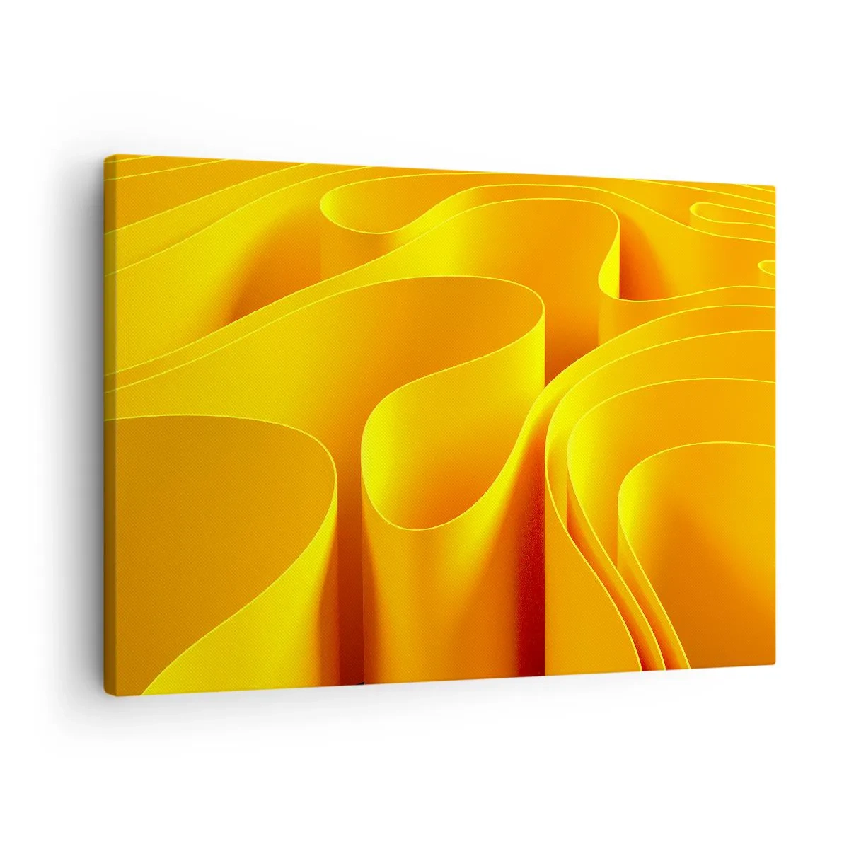 Tablou pe pânză Canvas - Valuri abstracte galbene care seamănă cu razele soarelui - 70x50cm - Ca niște valuri de soare - Decorațiune modernă pentru perete pentru living și dormitor ARTTOR