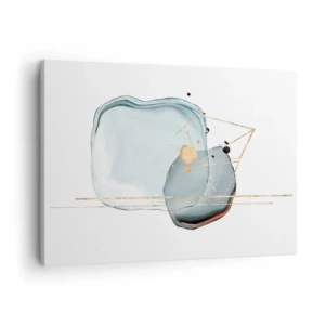 Tablou pe pânză Canvas - Forme abstracte în nuanțe de albastru și auriu pe fundal alb - 70x50cm - Studiul picăturii - Decorațiune modernă pentru perete pentru living și dormitor ARTTOR