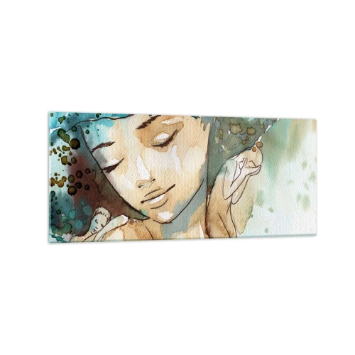 Tablou pe sticlă - Lady în albastru - 120x50 cm