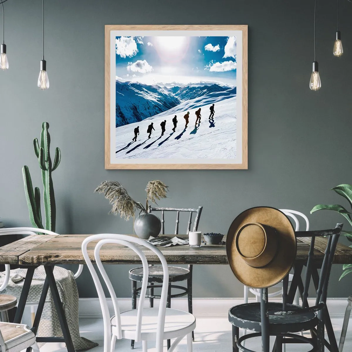 Poster în ramă de stejar deschis - Echipa câștigătoare - 60x60 cm