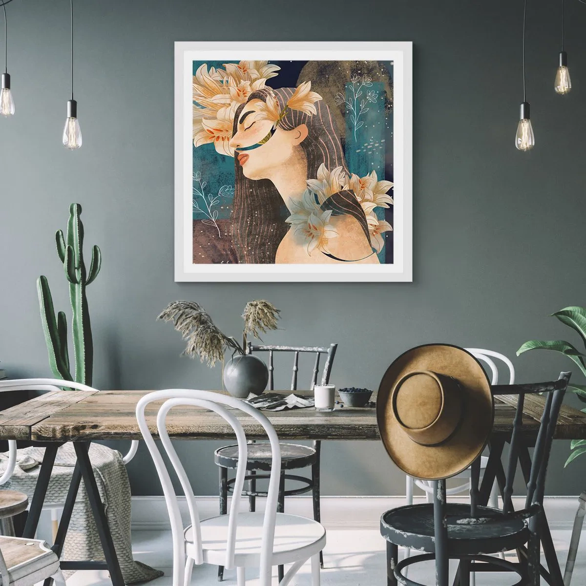 Poster în ramă albă - Povestea prințesei cu crini - 30x30 cm