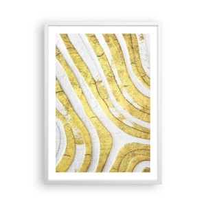 Poster în ramă albă - Compoziția în alb și auriu - 50x70 cm