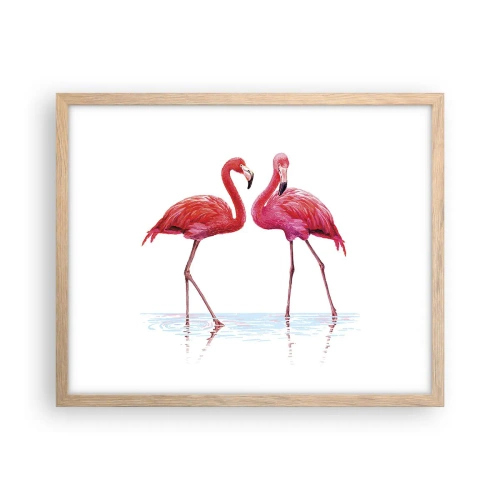 Poster în ramă de stejar deschis - Pink randez-vous - 50x40 cm
