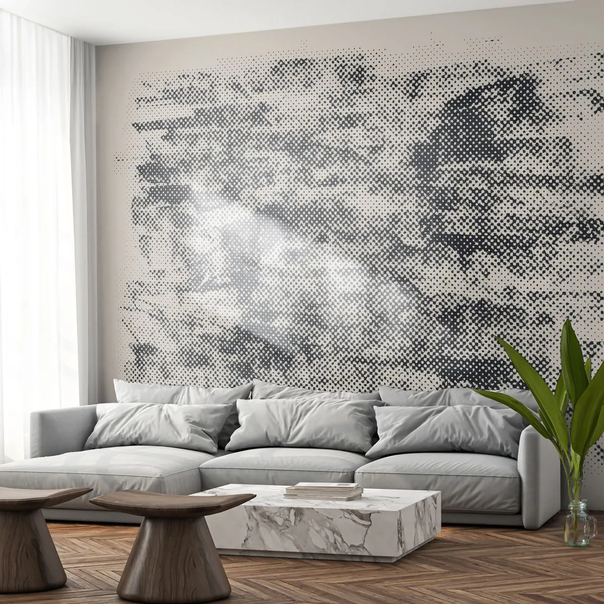 Tapet Premium Sand - Compoziție cețoasă - Abstracția, Bucată, Model modern - 350x256 cm