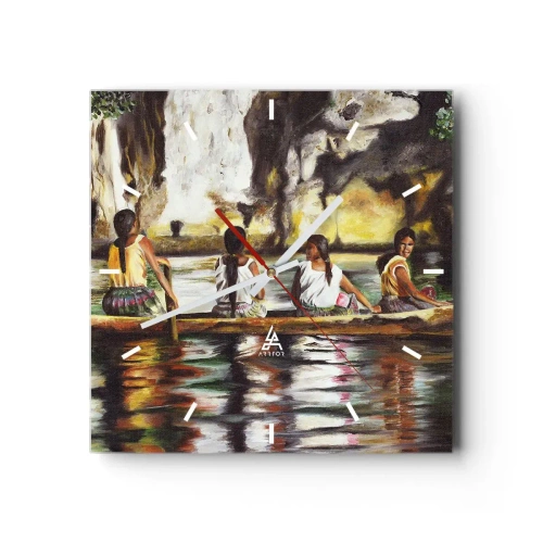 Ceas de perete - Ceas pe sticlă - Într-un paradis polinezian - 30x30 cm