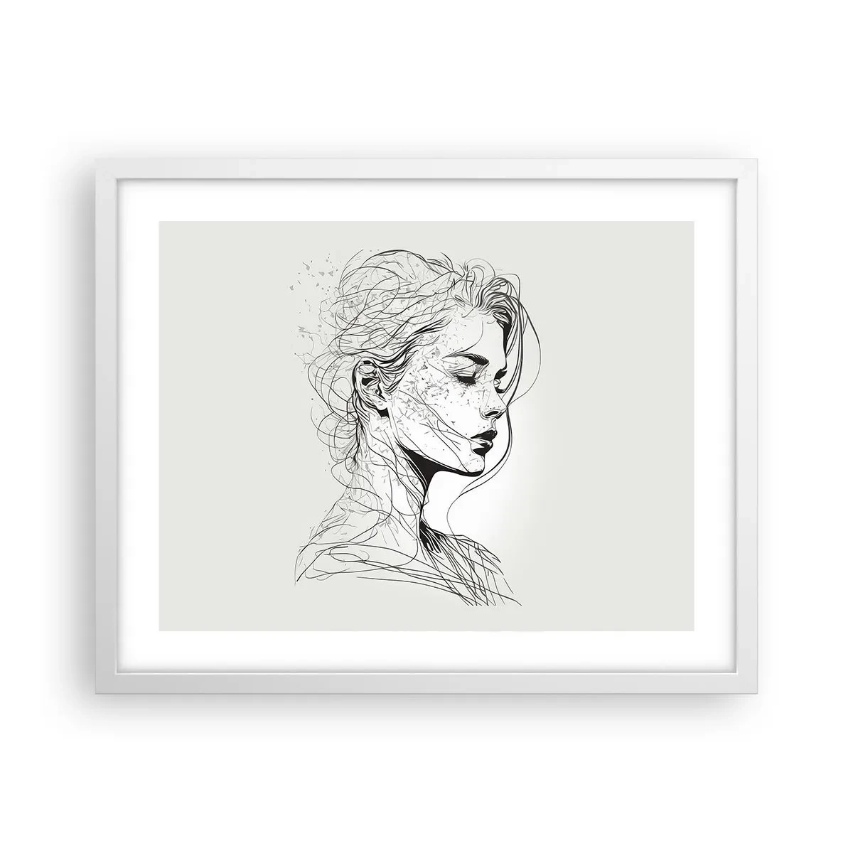 Poster în ramă albă - Desenată cu linii - 50x40 cm