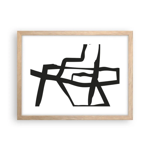 Poster în ramă de stejar deschis - Construcție în alb și negru - 40x30 cm