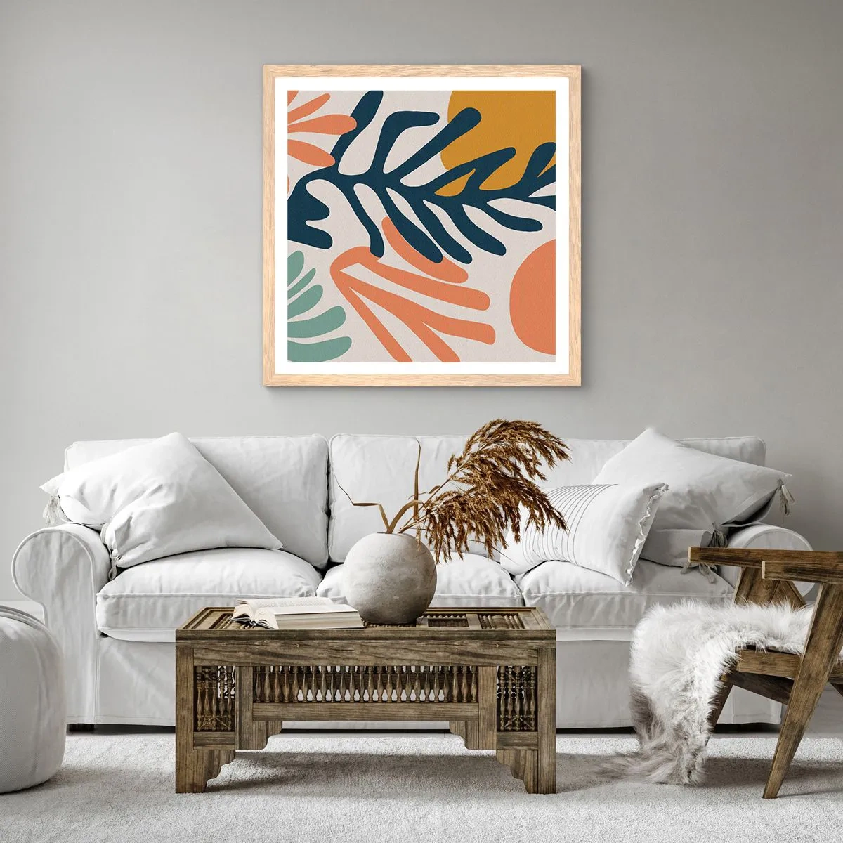 Poster în ramă de stejar deschis - Mări de corali - 30x30 cm