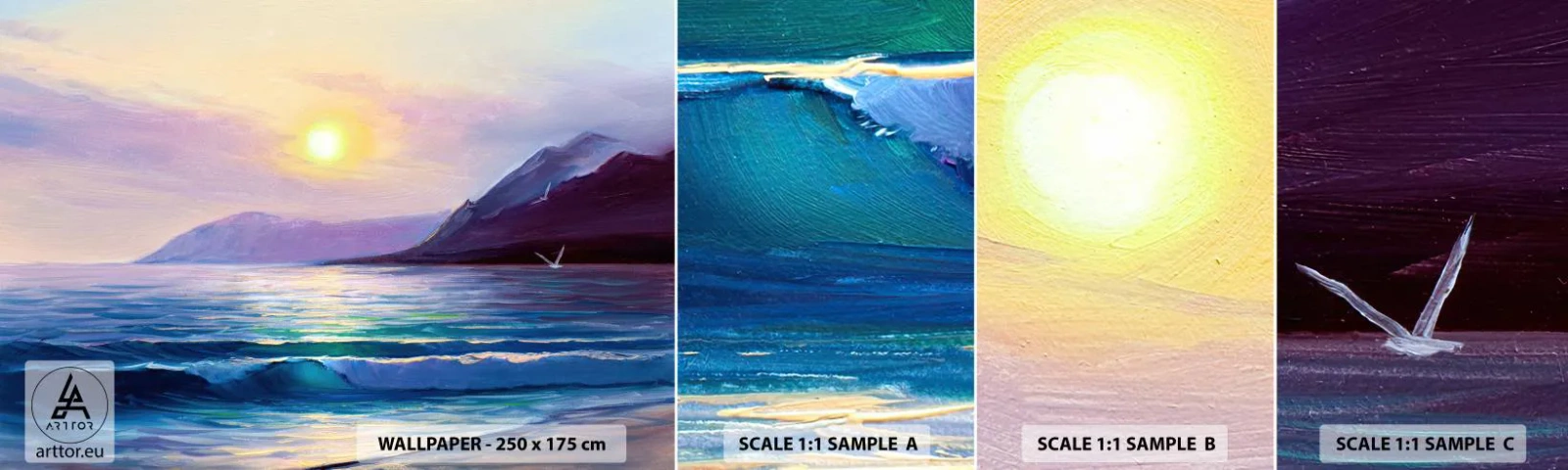 Mostră de Tapet Standard Eco - Cristale de apă și aer - Peisaj, Mare, Munţi - 100x30 cm