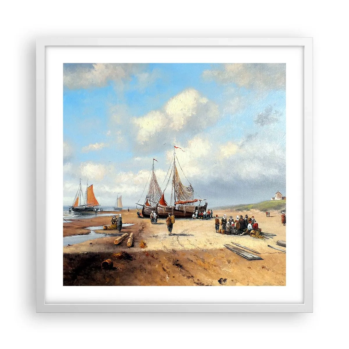 Poster în ramă albă - Pescuit de succes - 50x50 cm