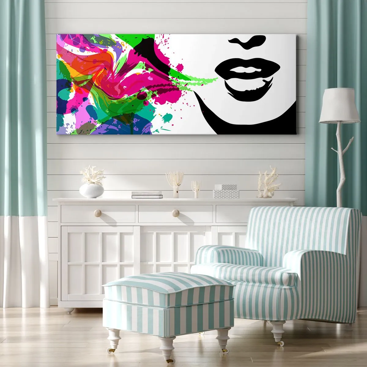 Tablou pe pânză - O poveste în culorile curcubeului - 100x40 cm