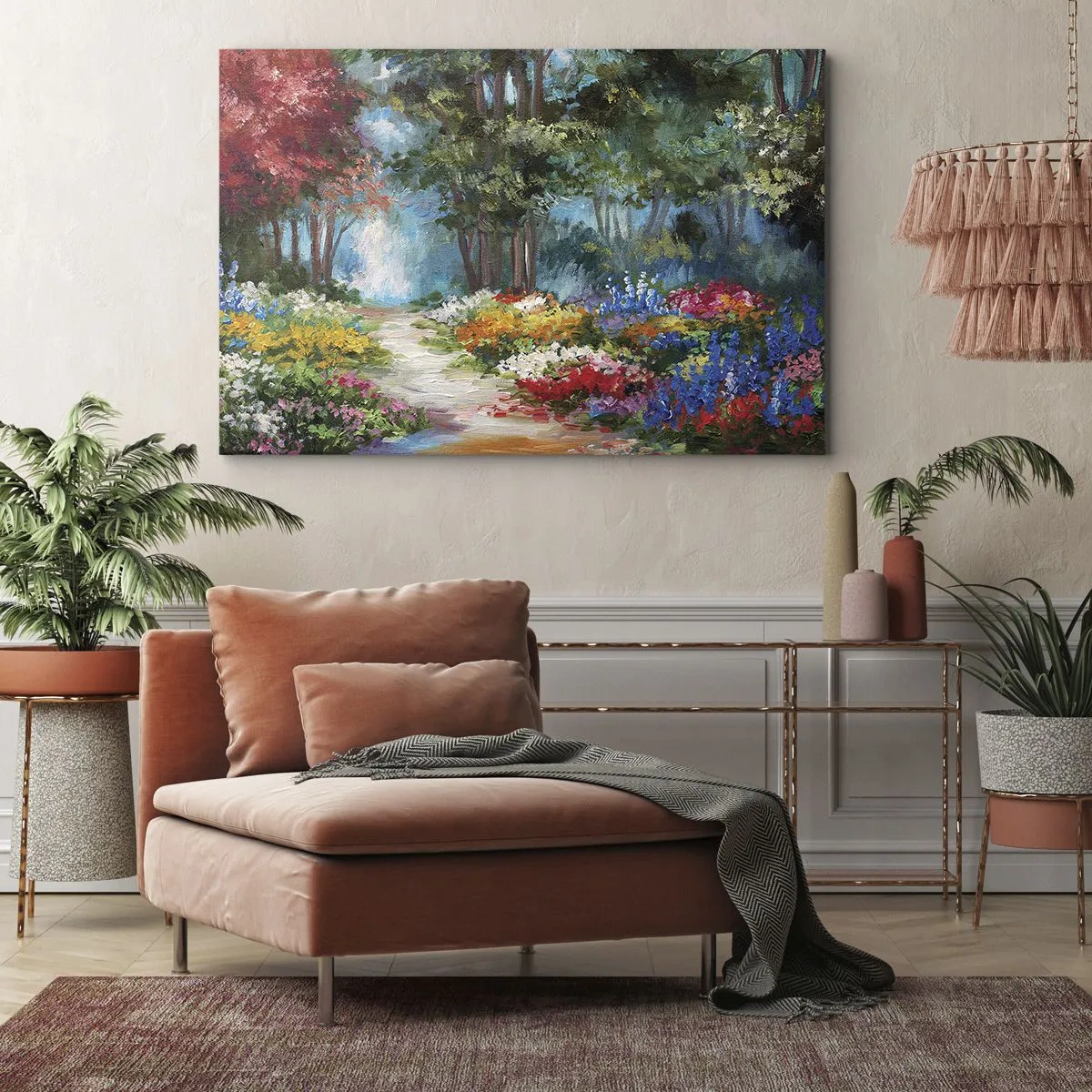 Tablou pe pânză - Grădină de pădure, pădure de flori - 100x70 cm
